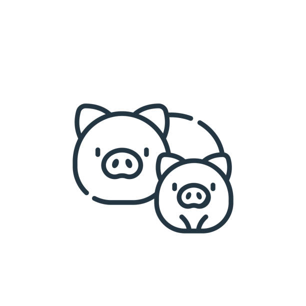 pigs vector icon isolated on white background. Outline, thin line pigs icon for website design and mobile, app development. Thin line pigs outline icon vector illustration. pigs vector icon isolated on white background. Outline, thin line pigs icon for website design and mobile, app development. Thin line pigs outline icon vector illustration pig patterns stock illustrations