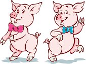 A vector illustration of two pigs.
