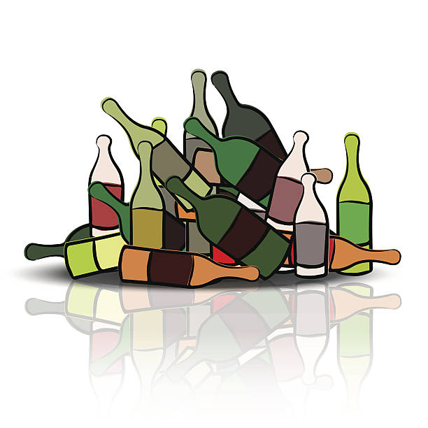 ilustrações de stock, clip art, desenhos animados e ícones de pilha de garrafas vazias - empty beer bottle