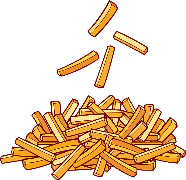 stockillustraties, clipart, cartoons en iconen met pile of french fries - patat