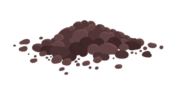 Pile of ground, heap of soil. For agricultural needs. Soil for growing plants. Vector illustration isolated on white background. Pile of ground, heap of soil. For agricultural needs. Soil for growing plants. Vector illustration isolated on white background. Brown, on a white transparent background. soil stock illustrations