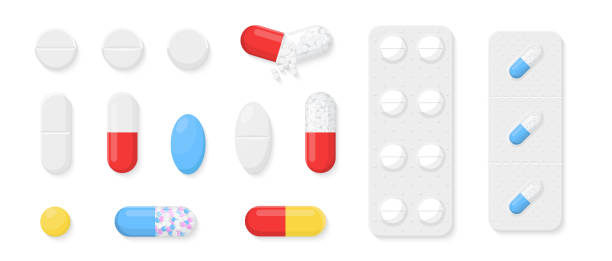 Pills, capsules and tablets set isolated on white background. Realistic drugs and medicines. Drugs, cure and remedy icons or logo. Cute cartoon design. Flat style vector illustration. Pills, capsules and tablets set isolated on white background. Realistic drugs and medicines. Drugs, cure and remedy icons or logo. Cute cartoon design. Flat style vector illustration. capsule medicine stock illustrations