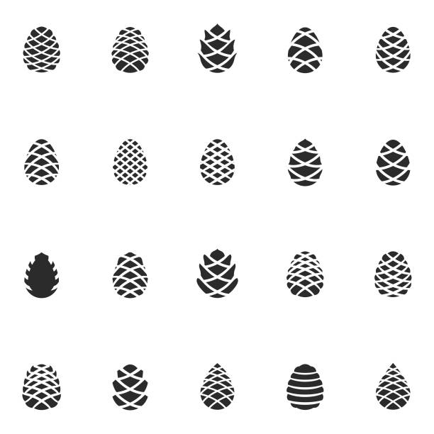 Pine cone icon set vector art illustration