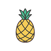 istock Pineapple Cute Fruit Icon 1157974012