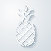 istock Pineapple. Icon with paper cut effect on blank background 1322148720