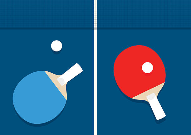 Ping-pong vector illustration Ping-pong vector illustration. Table tennis rackets, balls and shadow of net table tennis stock illustrations