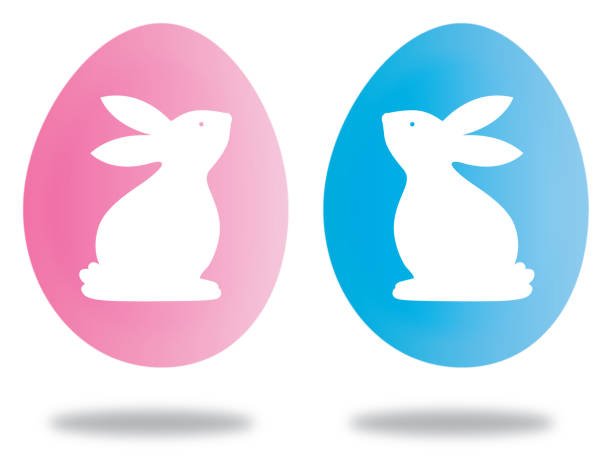 Pink And Blue Easter Bunny Eggs  easter sunday stock illustrations