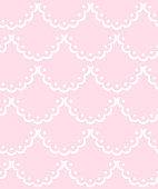 Pink and white scalloped lacy edge embroidery, seamless pattern, vector background