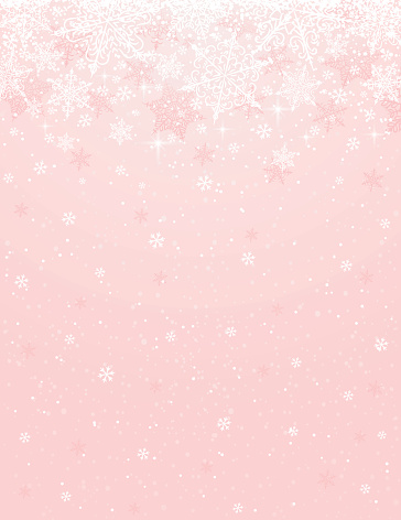 Pink background with snowflakes, vector