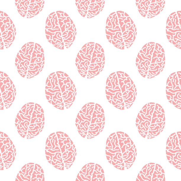 Pink Brains Seamless Pattern Vector seamless pattern of pink brains on a white square background. brain backgrounds stock illustrations