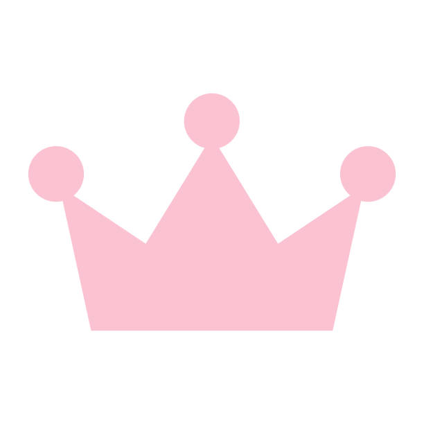 Pink crown symbol vector icon clip art vector art illustration