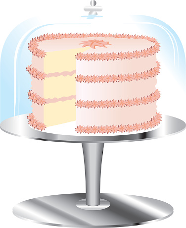 Pink Dessert Cake on stand and glass cover