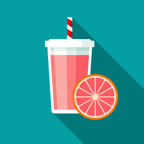 Pink Grapefruit Smoothie Icon A flat design icon with a long shadow. File is built in the CMYK color space for optimal printing. Color swatches are global so it’s easy to change colors across the document. smoothie clipart stock illustrations