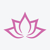 istock Pink lotus blossom, yoga symbol icon isolated flat design vector illustration. 1367485074