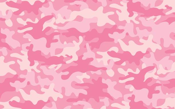 stockillustraties, clipart, cartoons en iconen met roze militaire textuur - camouflage