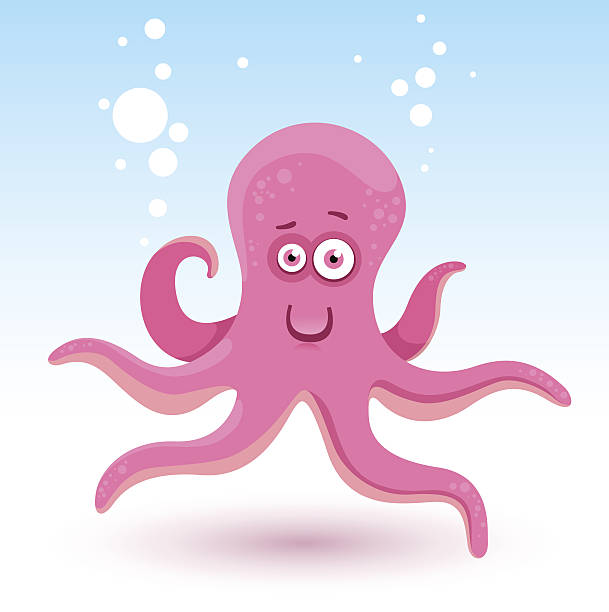 Pink octopus vector art illustration