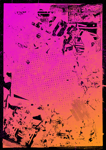 Pink orange and black grunge poster background vector