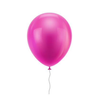 Pink realistic balloon. Pink inflatable ball realistic isolated white background. Balloon in the form of a vector illustration