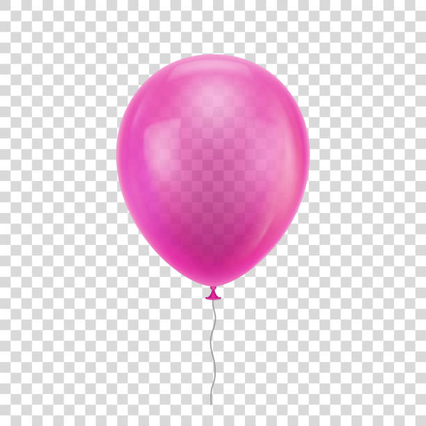 Pink realistic balloon. Pink realistic balloon. Blue ball isolated on a transparent background for designers and illustrators. Balloon as a vector illustration hot air balloon stock illustrations