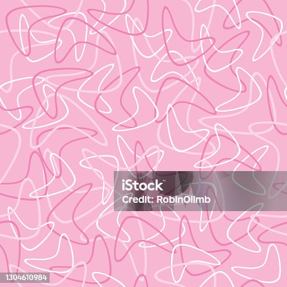 istock Pink Retro Boomerangs Seamless Pattern 1304610984