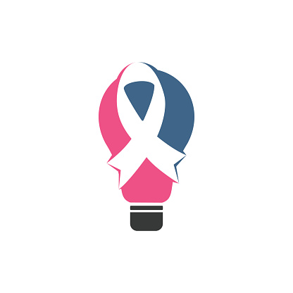 Fighting Breast Cancer Idea with realistic glowing light bulb. vector