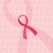 Vector pink ribbon with seamless background - eps 10 with transparencies