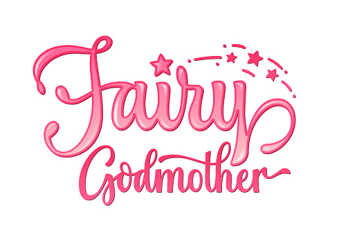 Pink sticker with Fairy Godmother text