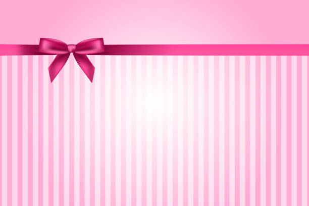 Pink stripes with pink ribbon background Vector pink background with bow (eps 10) mother borders stock illustrations