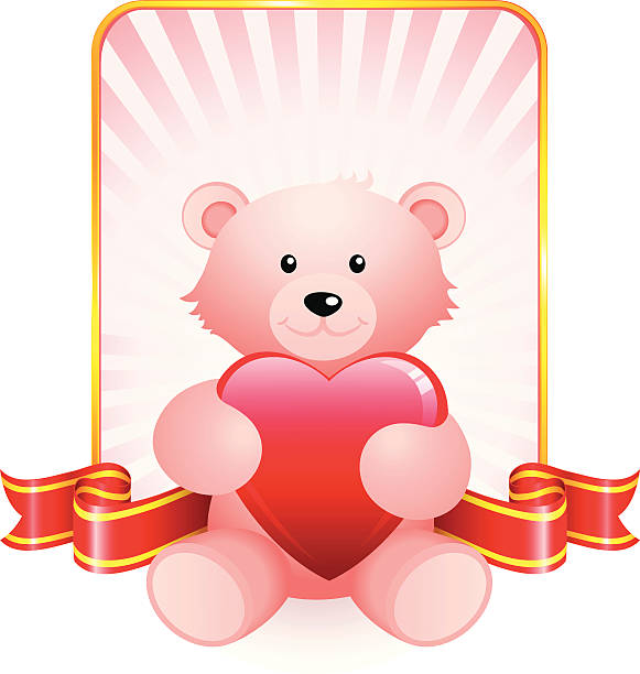 розовый мишка для's день святого валентина - teddy ray stock illustrations