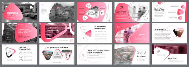 Pink, white and black infographic elements Pink, white and black infographic elements for presentation slide templates. Business and insurance concept can be used for corporate report, advertising, leaflet layout and poster. performance drawings stock illustrations