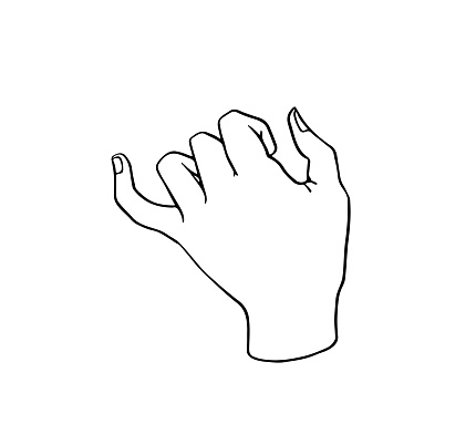 Pinky sketch. Doodle hand with little finger. Vector sketch illustration isolated on white background.