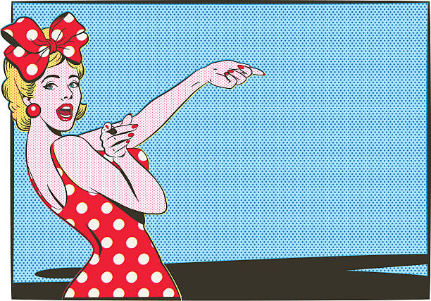 pinup girl pointing pinup girl in comic style pin up girl stock illustrations