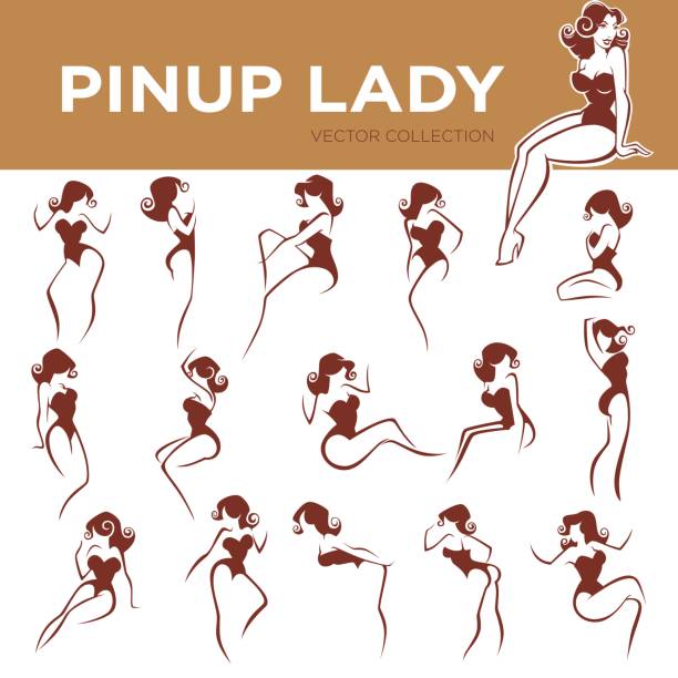 pinup lady poses large vector pinup lady poses collection pin up girl stock illustrations