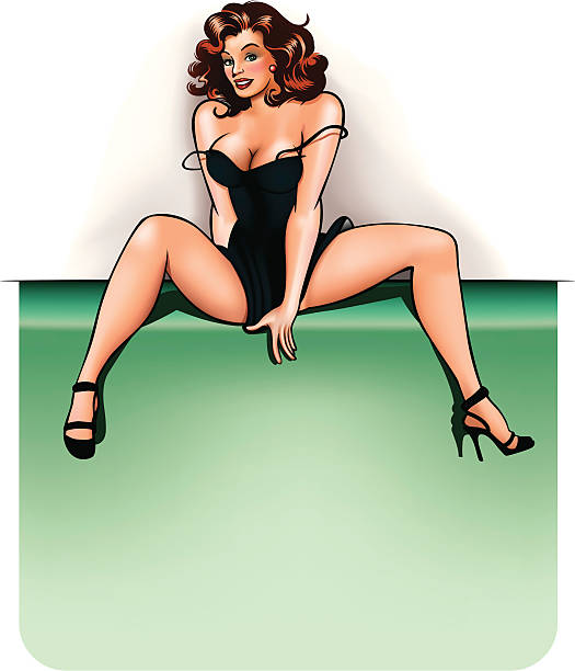 pin-up with copy space A retro illustration of a woman over copy space area. pin up girl stock illustrations