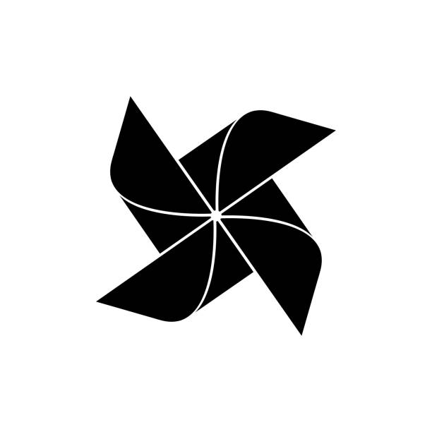 windrad-symbol auf weißem hintergrund - windrad stock-grafiken, -clipart, -cartoons und -symbole