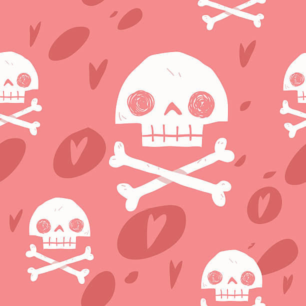 Pirate cartoon skull flag party card. vector art illustration