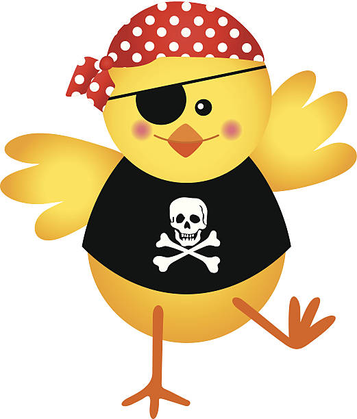 Pirate Chicken Scalable vectorial image representing a pirate chicken, isolated on white. EPS 10. sword beach stock illustrations