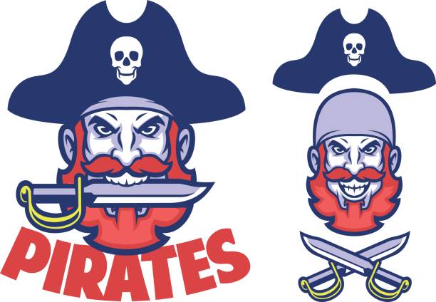 pirate head mascot vector of pirate head mascot sword beach stock illustrations
