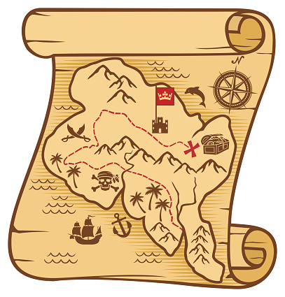 Pirate map with treasure