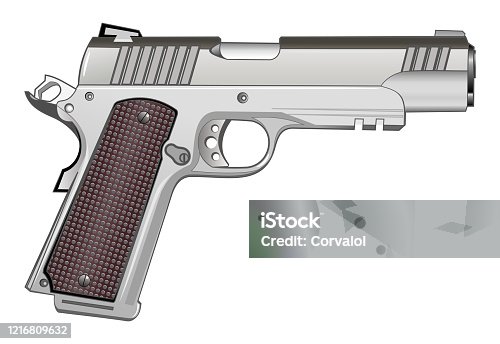 istock 1911 pistol isolated on white vector 1216809632