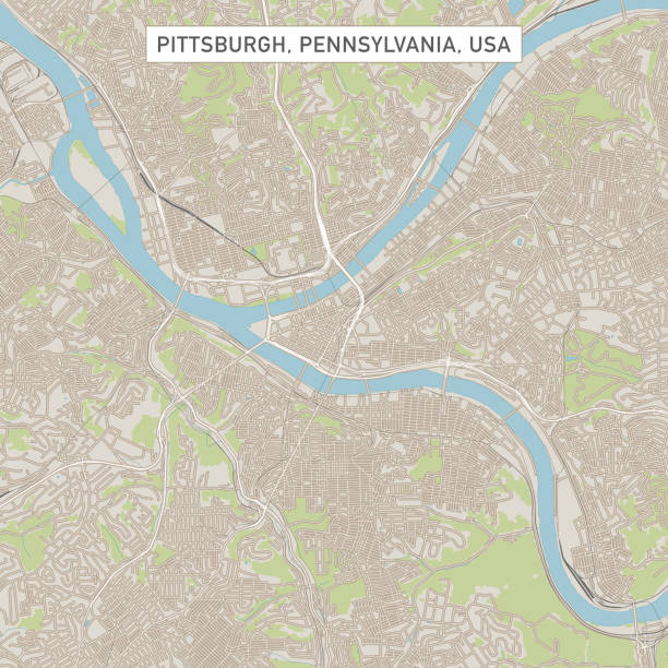 피츠버그 펜실베니아 미국 거리 지도 - pittsburgh stock illustrations