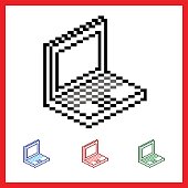Pixel 8 bit notebook in different colors vector image