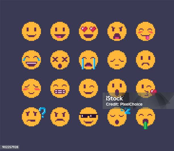 Ensemble De Vecteur Pixel Emoji Telecharger Vectoriel