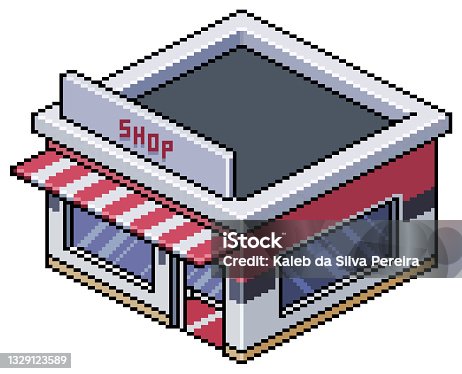 istock Pixel art isometric store 1329123589