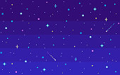 istock Pixel art night starry sky. 1139914566