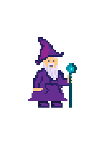 Pixel art old wizard