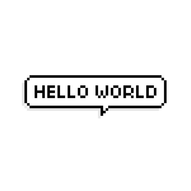 Pixel art speech bubble saying hello world 8-bit - isolated vector illustration vector art illustration