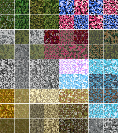 Pixel Camo Seamless Pattern Big Set Green Forest Jungle Urban