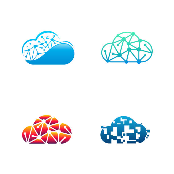 illustrazioni stock, clip art, cartoni animati e icone di tendenza di il logo pixel cloud progetta il vettore concettuale, il modello di logo cloud tech, il modello di icona del simbolo del logo tecnologico - loghi streaming