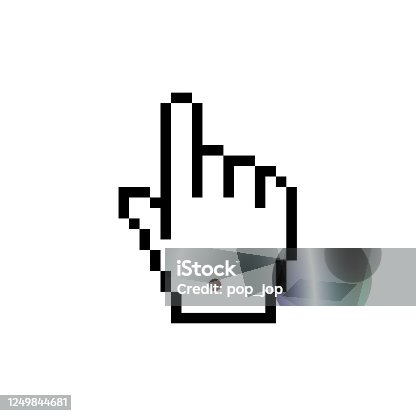 istock Pixel Cursor icon - Hand. Mouse click. Vector stock illustration 1249844681